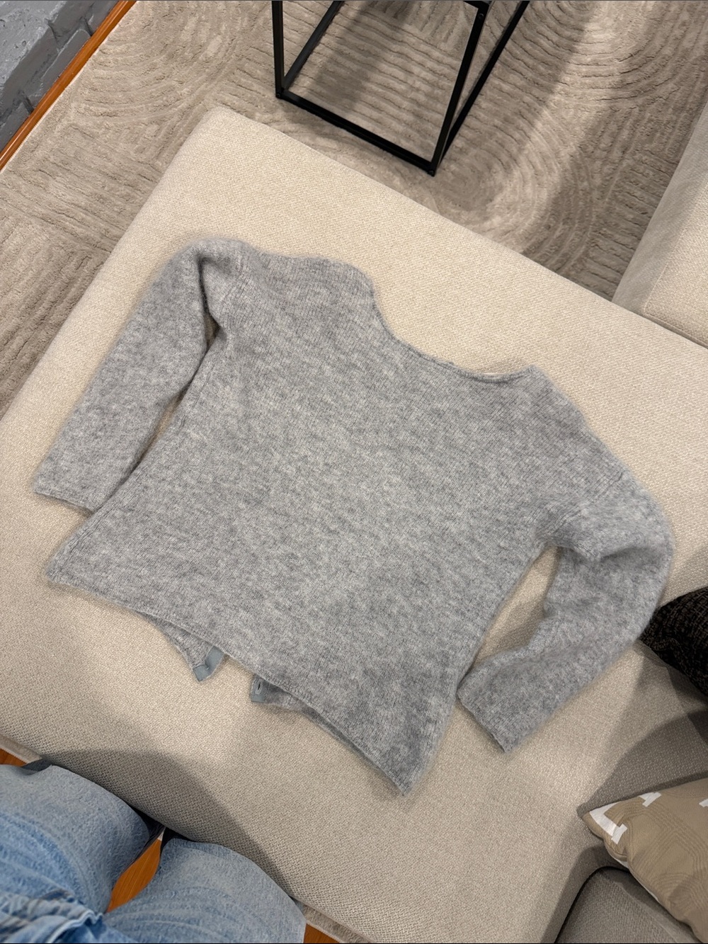 LA MAILLE SEZANE LARGE WOMENS Gray Button Alpaca GASPARD Sweater Cardigan mohair - Picture 5 of 5